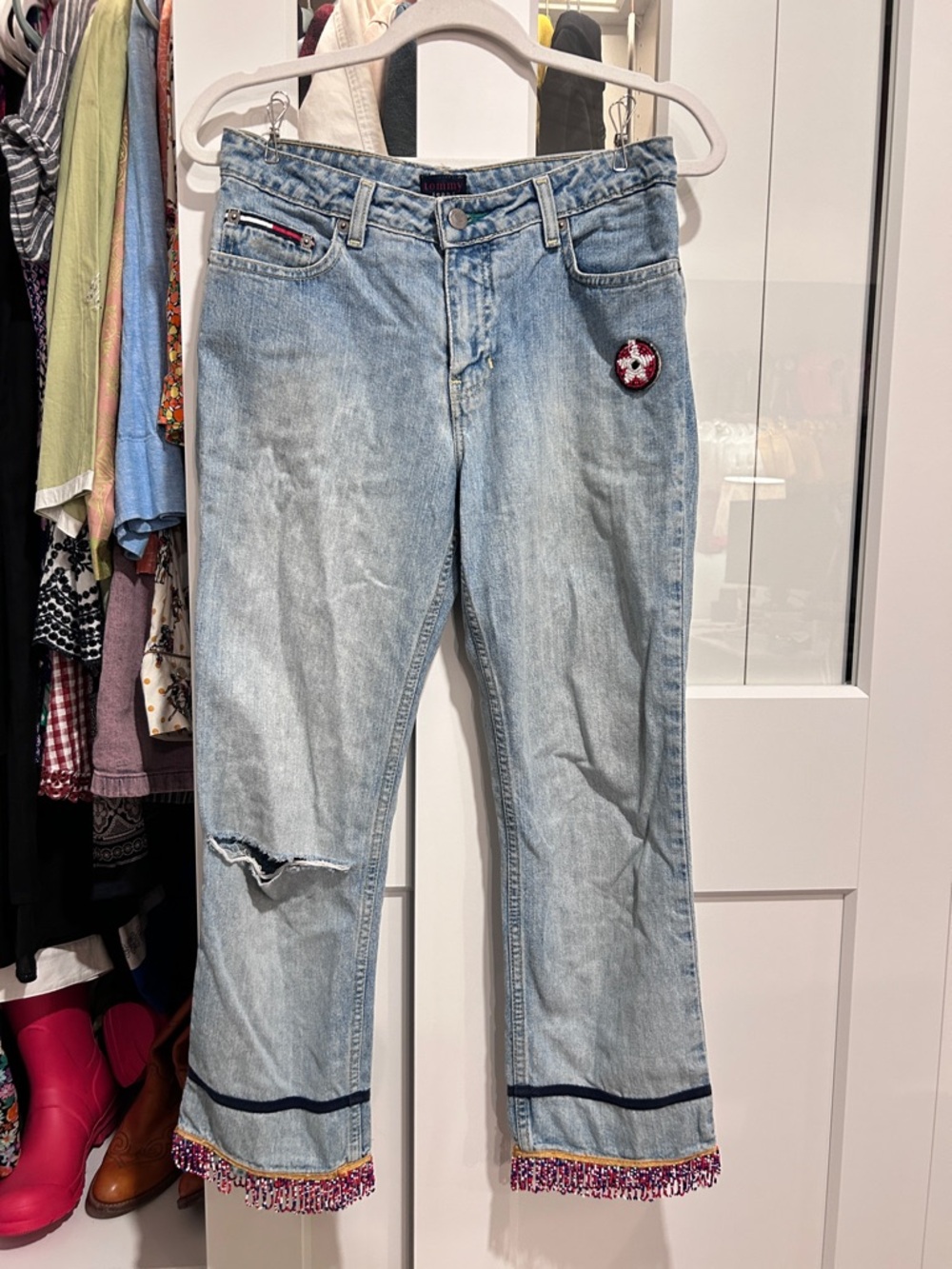 Vintage Tommy Hilfiger Light Blue Straight-Leg Beaded Jeans